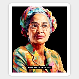 Black History Month: The Back of the Bus with Rosa Parks  on a dark (Knocked Out) background Sticker